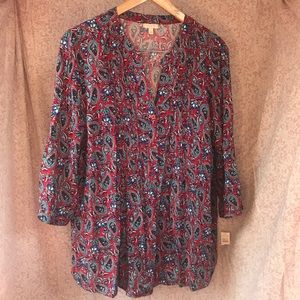 Talbots paisley button down blouse. Size xl